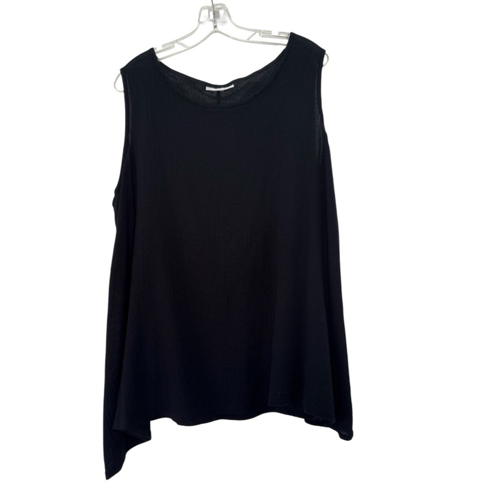 Bryn Walker Tank Top Cotton Lagenlook Minimal Capsule Wardrobe Black Size Medium